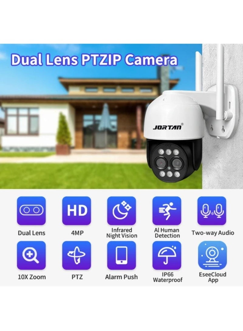 جورتان كاميرا 3K Wi-Fi PTZ، تكبير 8x، كشف الحركة، تتبع الحركة، رؤية ليلية كاملة الألوان، صوت ثنائي الاتجاه، مقاومة للماء IP66، إنذار الحركة، تسجيل على مدار الساعة طوال أيام الأسبوع، كاميرا Wi-Fi للتحكم PTZ - Image 2