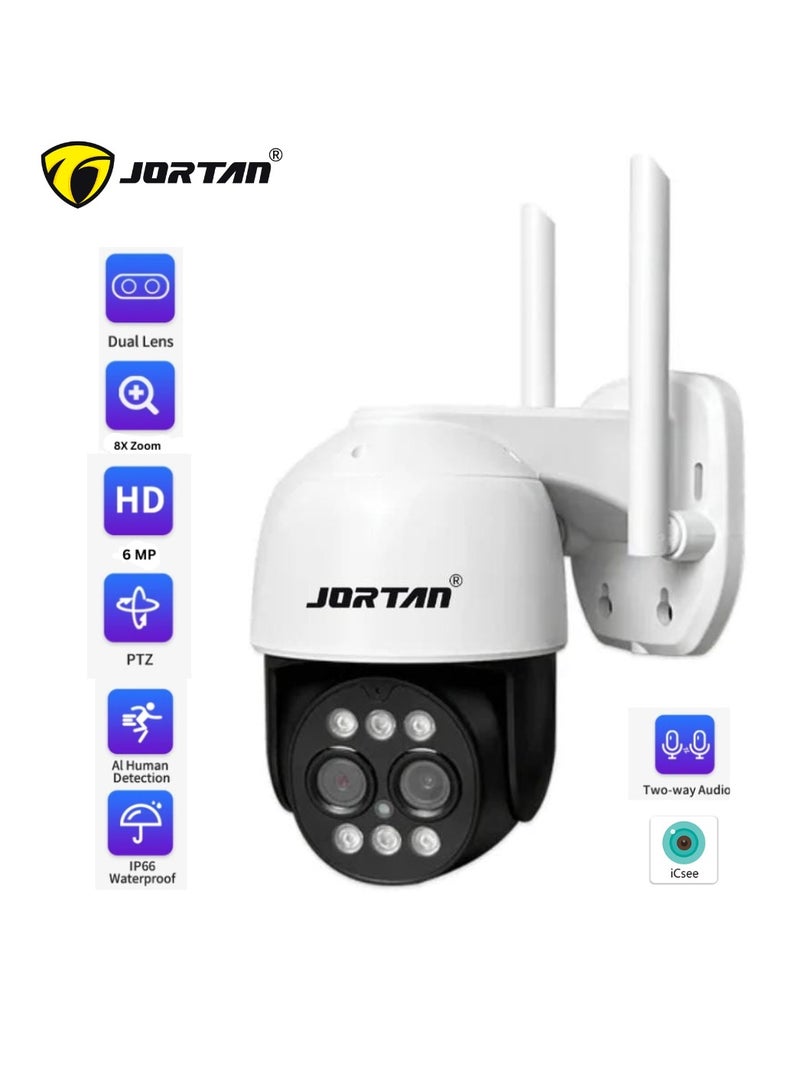 جورتان كاميرا 3K Wi-Fi PTZ، تكبير 8x، كشف الحركة، تتبع الحركة، رؤية ليلية كاملة الألوان، صوت ثنائي الاتجاه، مقاومة للماء IP66، إنذار الحركة، تسجيل على مدار الساعة طوال أيام الأسبوع، كاميرا Wi-Fi للتحكم PTZ - Image 1