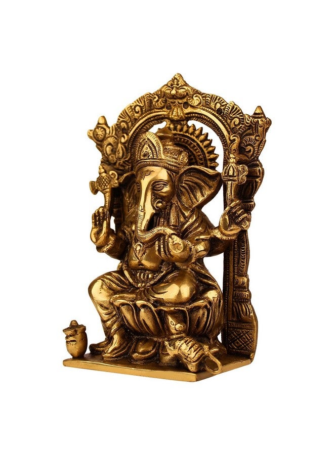 Svarup Brass Sitting Ganesha Idol in Gold Color Height 8 Inch Weight 1.7 Kg - Image 3