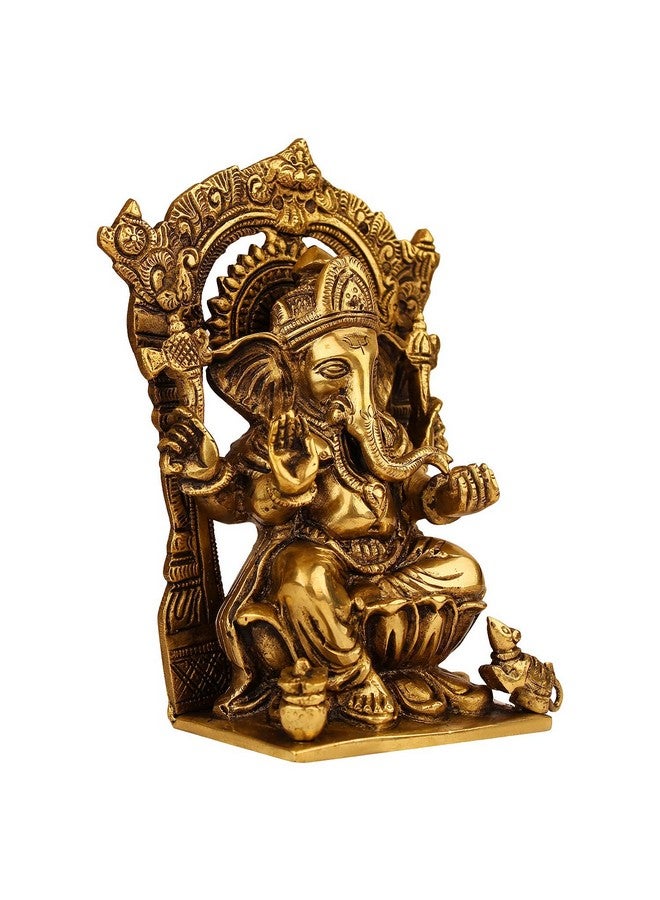 Svarup Brass Sitting Ganesha Idol in Gold Color Height 8 Inch Weight 1.7 Kg - Image 2