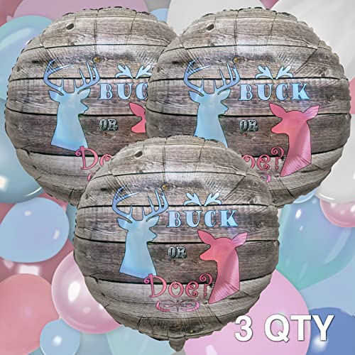 Havercamp Buck or Doe Party Balloons 3 Pcs 3 18 Round Mylar Balloons These Gender Reveal Balloons in rustic barnwood are great for Hunting Outdoor enthusiasts - Image 5