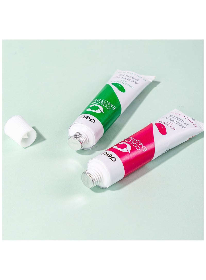 Deli Colour Emotion Acrylic Paints 12ml 12 PCS - Image 3