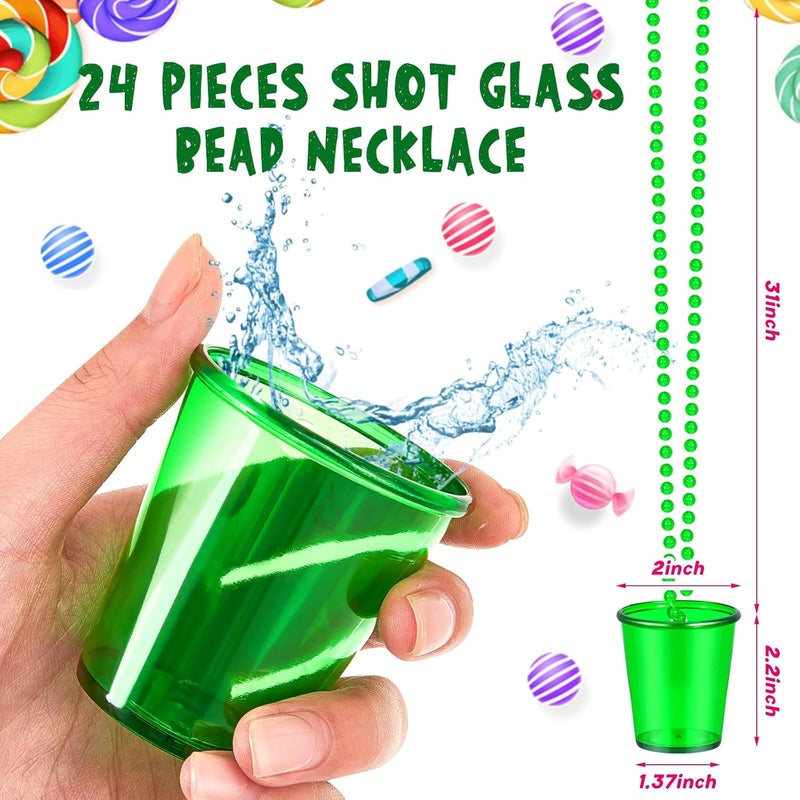 Sureio 24 Pieces Shot Glass on Beaded Necklace Plastic Shot Cup Necklace Bachelorette Party Team Men and Women Supplies - Image 2