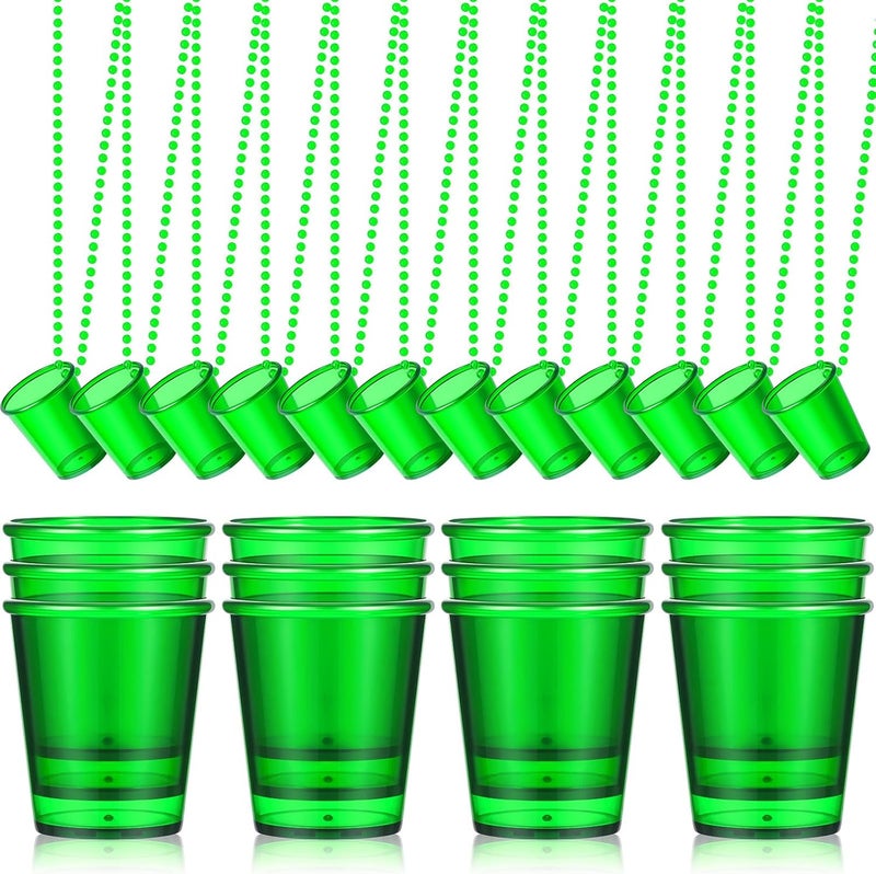 Sureio 24 Pieces Shot Glass on Beaded Necklace Plastic Shot Cup Necklace Bachelorette Party Team Men and Women Supplies - Image 1