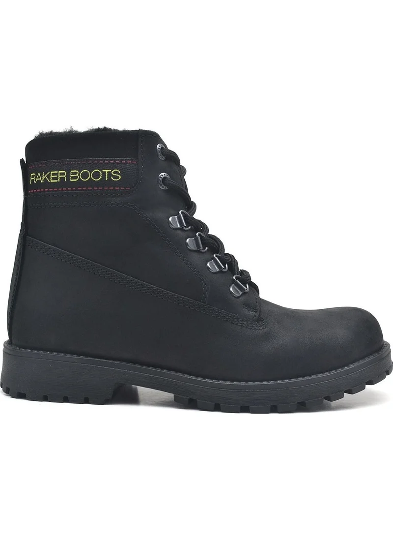 Raker Neson Leather Black Zippered Winter Boots