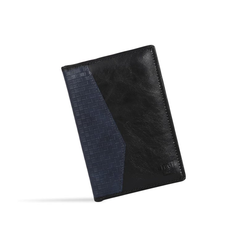 EUME Nova Passport Holder for Men & Women, Charcoal Blue | Bifold Premium Vegan Leather | 3 Card Slots, 1 Compartment, 1 Pocket | Passport Pouch | Travel Document Organiser | Passport Cover - Image 1