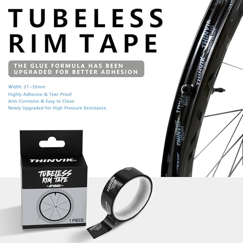 Thinvik Tubeless Bike Wheel Rim Tape Width 21/23/25/27/29/31/33/35 mm x Length 10m Roll Anti Puncture Tubeless Vacuum Tire Pad Tape for MTB Mountain&Road Bike Wheel Carbon Set-25mm - Image 4
