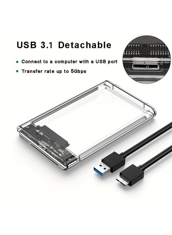 علبة القرص الصلب الخارجية الشفافة مقاس 2.5 بوصة من SATA إلى USB 3.1 النوع C بدون أدوات - Image 1