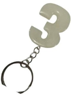 Generic Handmade resin keychain number 3, white 