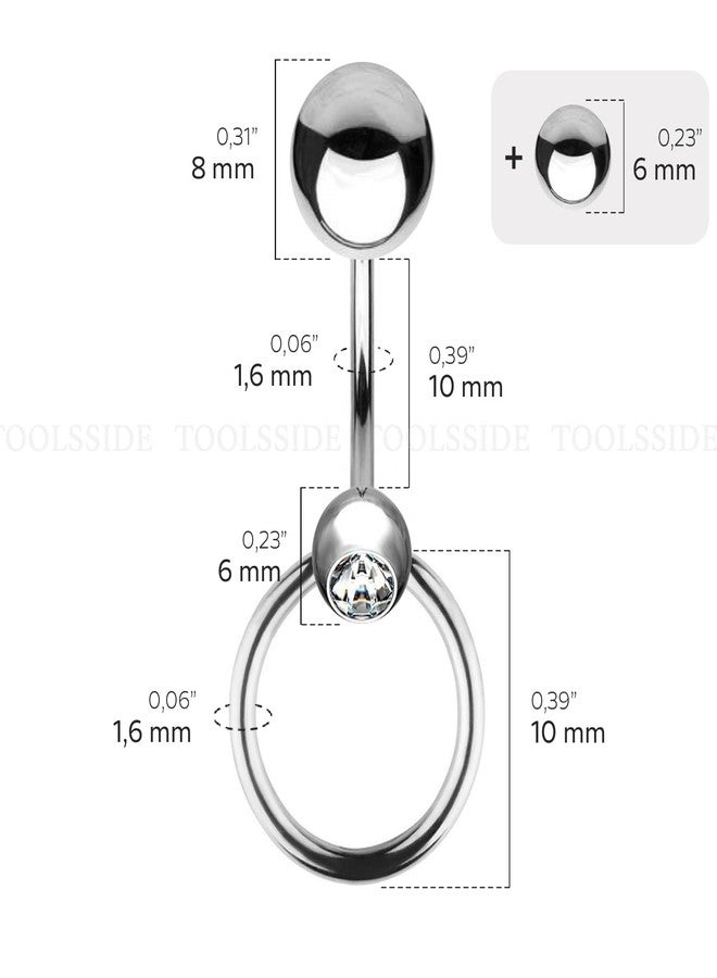 TOOLSSIDE مجوهرات ثقب السرة من TOOLSSIDE VCH مع حلقة قابلة للإزالة، مصنوعة من الفولاذ المقاوم للصدأ، حلقات ثقب السرة للنساء، مقاس 14G - Image 3