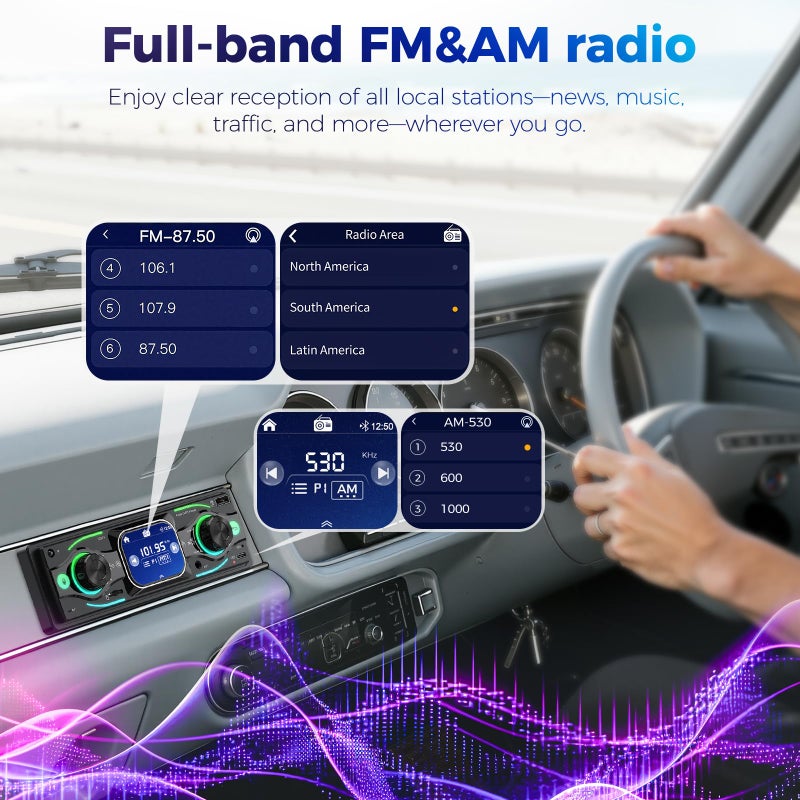Missee Single DIN Car Stereo with Touchscreen, Bluetooth Audio, Car Radio Receiver, Dual MP3/USB/SD/AUX Input, Fast Charging, Hands-Free Calling, Remote Control - Image 5