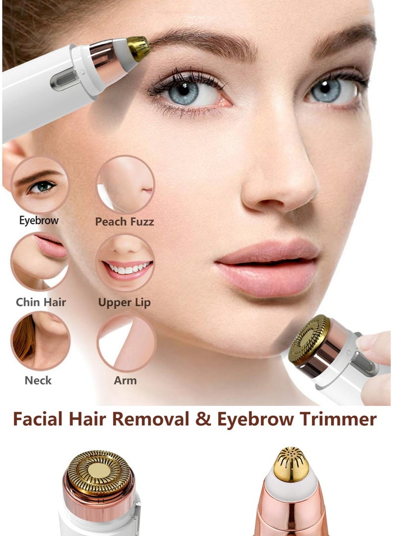 general Facial Hair Removal for Women & Eyebrow Trimmer 2 in 1,Double Head Electric Shaver Portable Peach Fuzz Hair Razor, Rechargeable Remover for Upper Lip, Face Ear, Body, Hands, Chin Beard Hair - Image 2