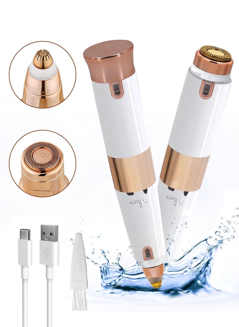 general Facial Hair Removal for Women & Eyebrow Trimmer 2 in 1,Double Head Electric Shaver Portable Peach Fuzz Hair Razor, Rechargeable Remover for Upper Lip, Face Ear, Body, Hands, Chin Beard Hair - Image 1