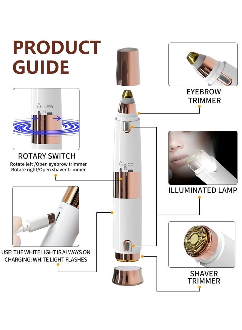 general Facial Hair Removal for Women & Eyebrow Trimmer 2 in 1,Double Head Electric Shaver Portable Peach Fuzz Hair Razor, Rechargeable Remover for Upper Lip, Face Ear, Body, Hands, Chin Beard Hair - Image 4