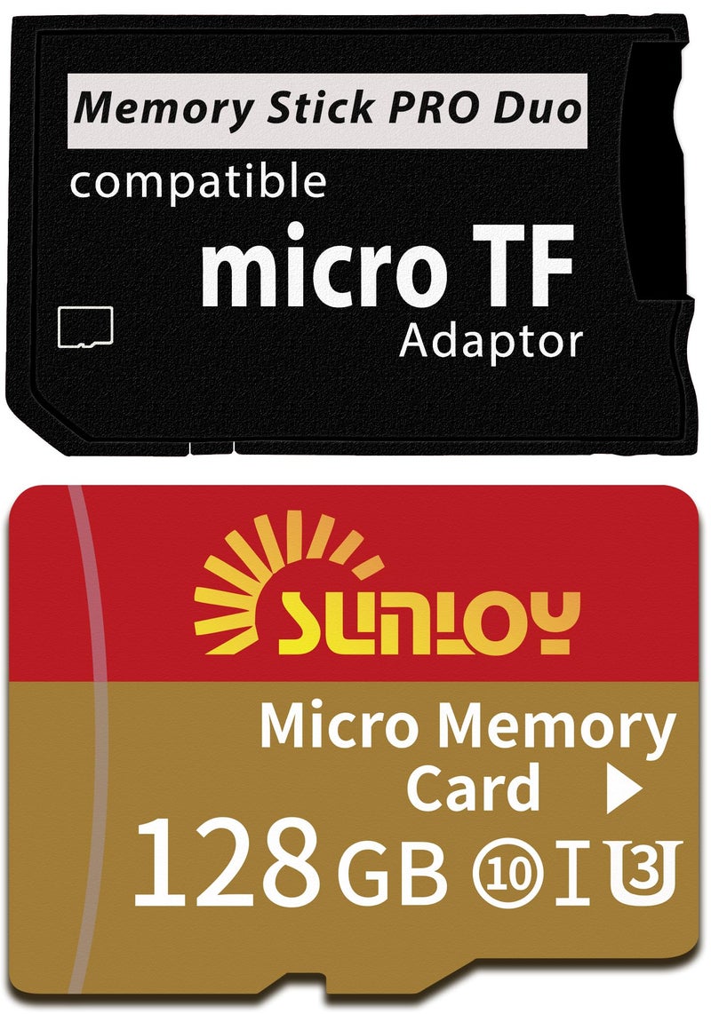 Sunloy PSP Memory Stick Adapter with 128GB Micro SD Card, Micro SD/SDHC/SDXC to Memory Stick PRO Duo MagicGate Card Compatible with PlayStation Portable, Camera, Handycam, Smartphone, PSP 1000/2000/3000 - Image 1