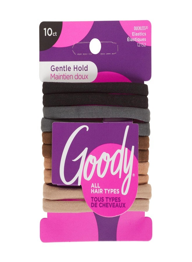 Goody Ouchless Seamless Hair Elastics, 10 Ct, Neutral Tones, Damage-Free Gentle Hold Ties, No Snag or Pull, For All Occasions, Chic Styling Accessories for Women & Men, All Hair Types - Image 1