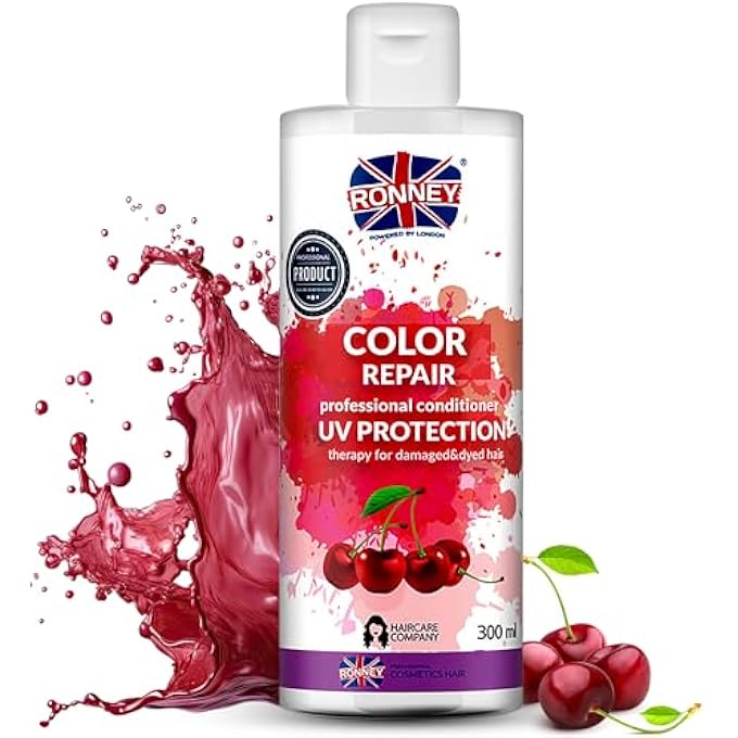 Ronney HAIR CONDITIONER FOR COLOURED HAIR WITH CHERRY EXTRACT - SPLIT END TREATMENT, UV PROTECTION - PROFESSIONAL COLOUR REPAIR CONDITIONER FOR DAMAGED HAIR - DEEP CONDITIONING HAIR TREATMENT - 300ML - Image 2