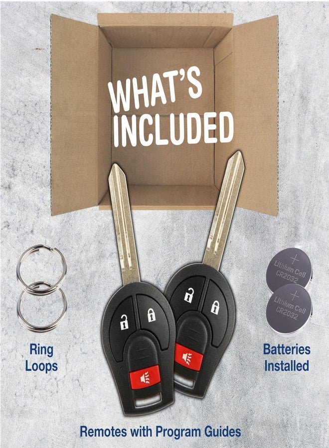 KeylessOption 2x KeylessOption Key Fob Replacement for 2003 2004 2005 2006 2007 2008 2009 2010 2011 2012 2013 2014 2015 2016 2017 2018 2019 Nissan Infiniti Remote, 3-Button CWTWB1U751, Locksmith Required - Image 2