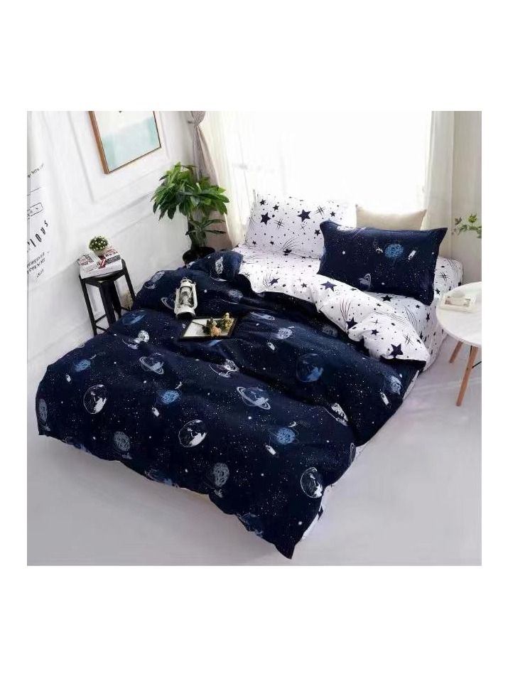 Super Soft Cotton 4 pcs Single Size (160 x 210 cm) Striped Duvet Cover Set, Fitted bed sheet with pillow cases - set 