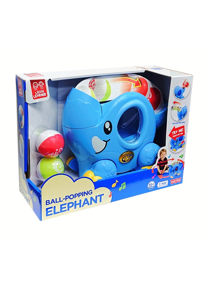 Happy Kids Little Learners Ball-popping Elephant - Motorized Walking Toy With Flashing Lights And Sounds, Rotatable Trunk, Includes 2 Balls, 12m+  - Image 1