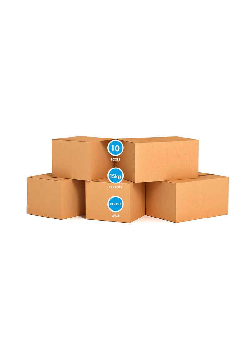 MARKQ [5 Pack] Small Double Wall 100% Recyclable Corrugated Cardboard Moving Boxes with 15 KG capacity, 41 x 33 x 33 cm Brown Carton for Packaging, Shipping and Storage, 5 ply - Image 1