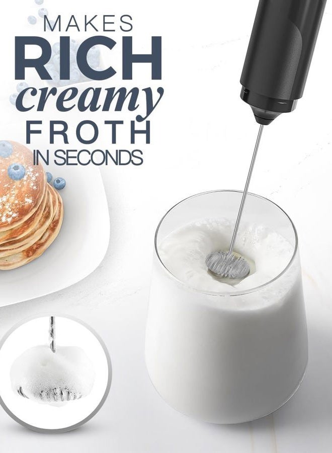 Osswe premium Electric Milk Frother, Handheld Coffee Foam Maker for Latte, Cappuccino, Hot Chocolate, Black - Image 2