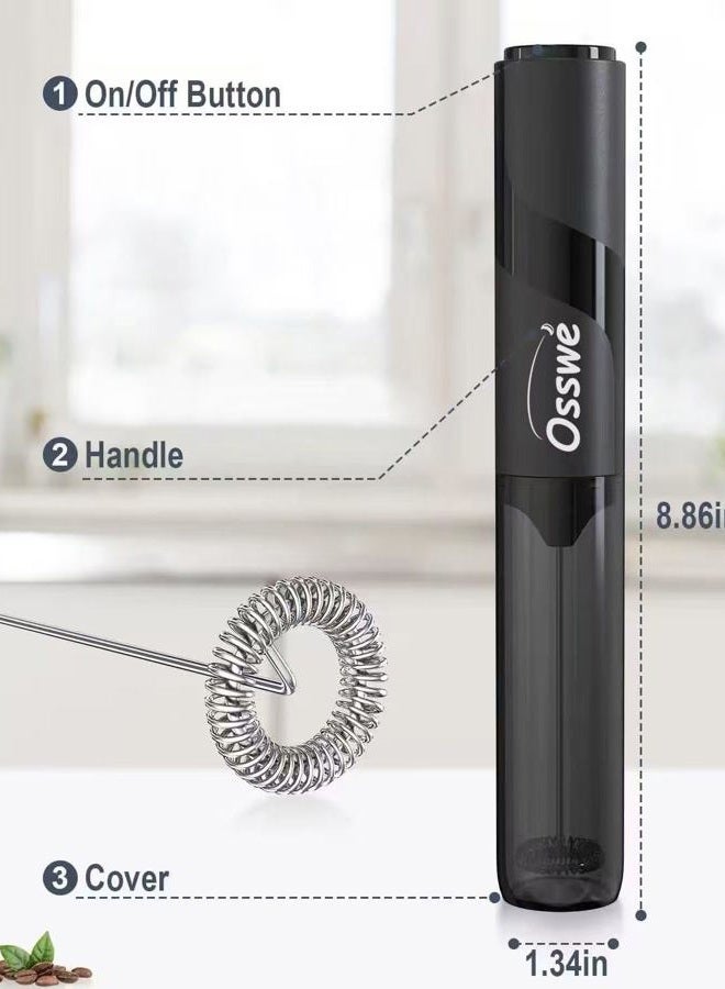 Osswe premium Electric Milk Frother, Handheld Coffee Foam Maker for Latte, Cappuccino, Hot Chocolate, Black - Image 4