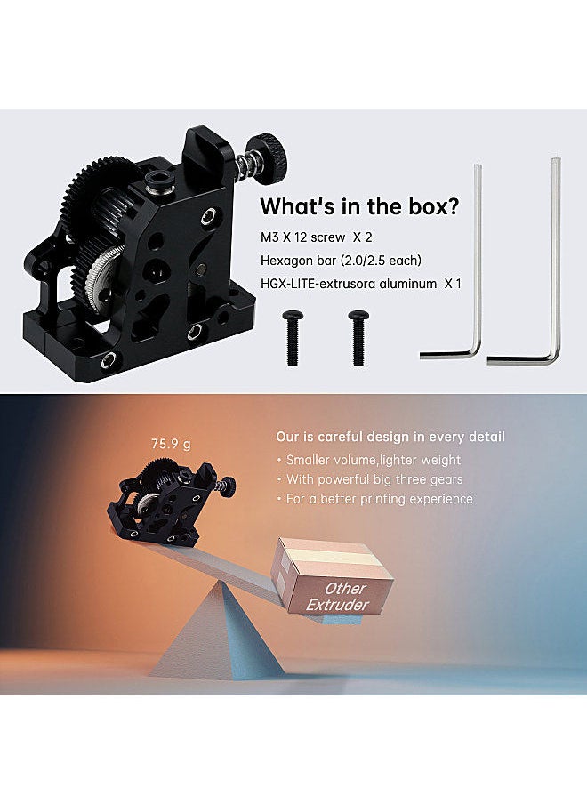Two Trees - DIY HGX-LITE Extruder Parts Kit Replacement Accessory Compatible with CREALITY 3D Printers Ender-3/Ender-3 V2/CR-10/CR-10S Suitable for 1.75mm Filaments PLA/ABS/PETG/TPU/PP/PC/Nylon/PEEK/PEI - Image 1