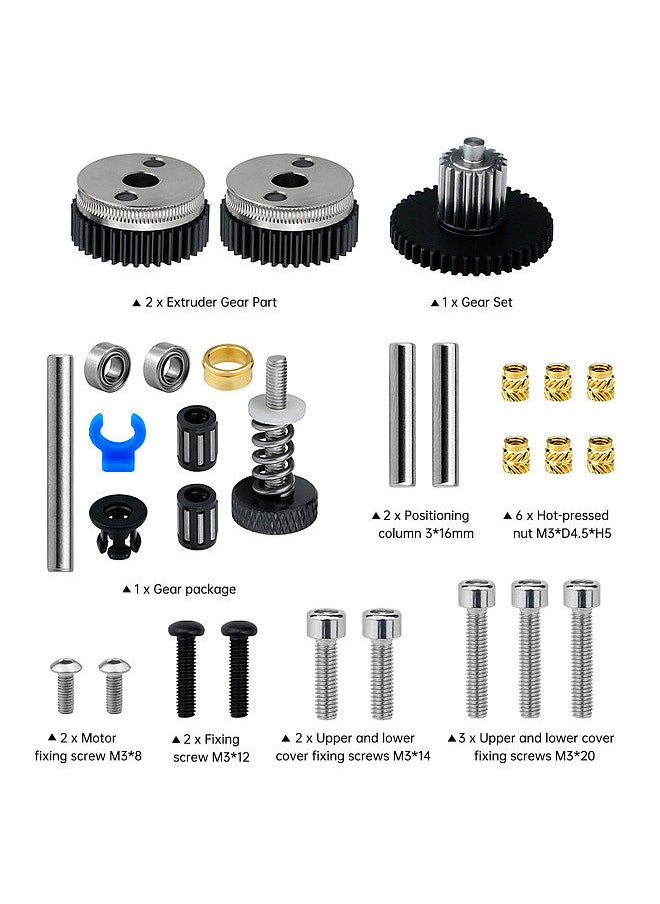 Two Trees - DIY HGX-LITE Extruder Parts Kit Replacement Accessory Compatible with CREALITY 3D Printers Ender-3/Ender-3 V2/CR-10/CR-10S Suitable for 1.75mm Filaments PLA/ABS/PETG/TPU/PP/PC/Nylon/PEEK/PEI - Image 1