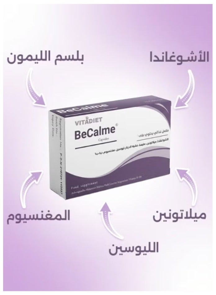 Vitaday Becalme – A calming and sleep-enhancing supplement with ashwagandha and melatonin, 30 capsules - Image 2