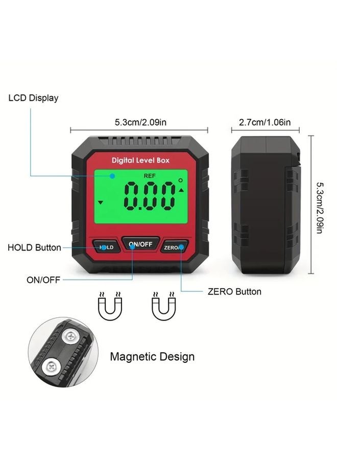 Red Portable Digital Level Box Magnetic Base LCD Backlight Angle Slope Measurement - Image 5