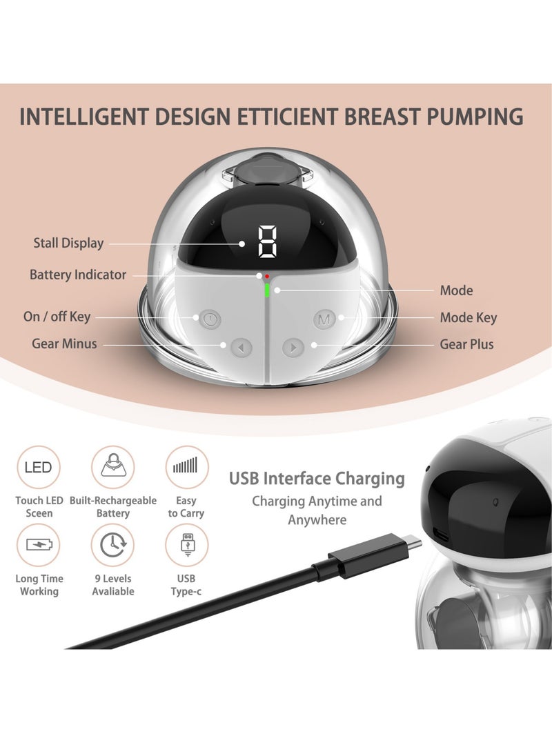 Arabest - مضخة ثدي كهربائية يمكن ارتداؤها مع شاشة LED مضخة ثدي بدون استخدام اليدين وضعان و9 مستويات للتعديل شكل فريد 24 مم افتراضي - Image 1