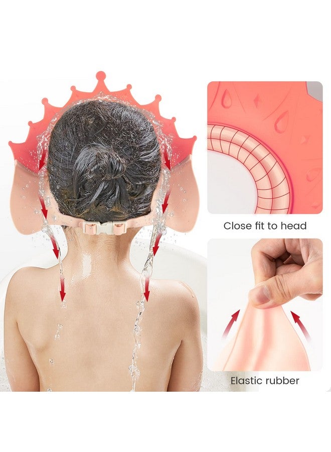 FUNUPUP Baby Shower Cap For Kids Adjustable Toddler Hair Washing Shield Bathing Cap Baby Shower Visor Shampoo Cap (Crown Pink) - Image 5