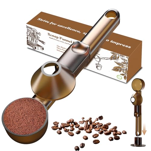 Mudygelay Coffee Scoop with Funnel for Ground Coffee, Protein Powder & Tea, for Reusable K Cup Refiller, 2TBSP Mess-Free, Funnel Design Prevents Spills (Translucent Brown, 1-Pack) - Image 1