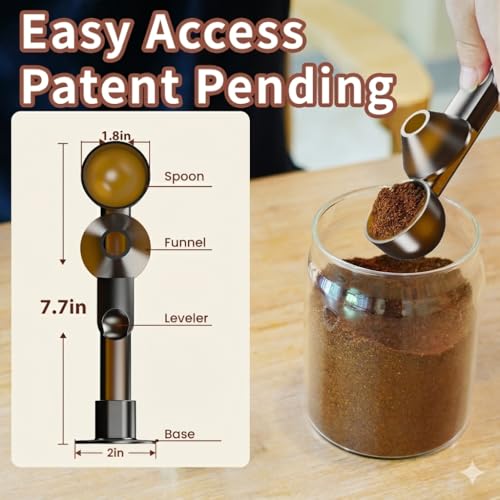 Mudygelay Coffee Scoop with Funnel for Ground Coffee, Protein Powder & Tea, for Reusable K Cup Refiller, 2TBSP Mess-Free, Funnel Design Prevents Spills (Translucent Brown, 1-Pack) - Image 3