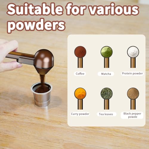 Mudygelay Coffee Scoop with Funnel for Ground Coffee, Protein Powder & Tea, for Reusable K Cup Refiller, 2TBSP Mess-Free, Funnel Design Prevents Spills (Translucent Brown, 1-Pack) - Image 5