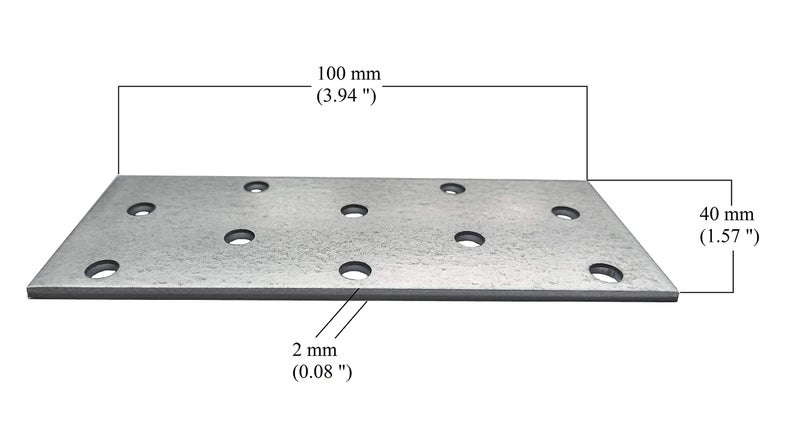 LLB 10 pcs. Flat Connecting Joining Plate Galvanised 3.94"x 1.57"x 0.08" (100 x 40 x 2mm) - Image 2