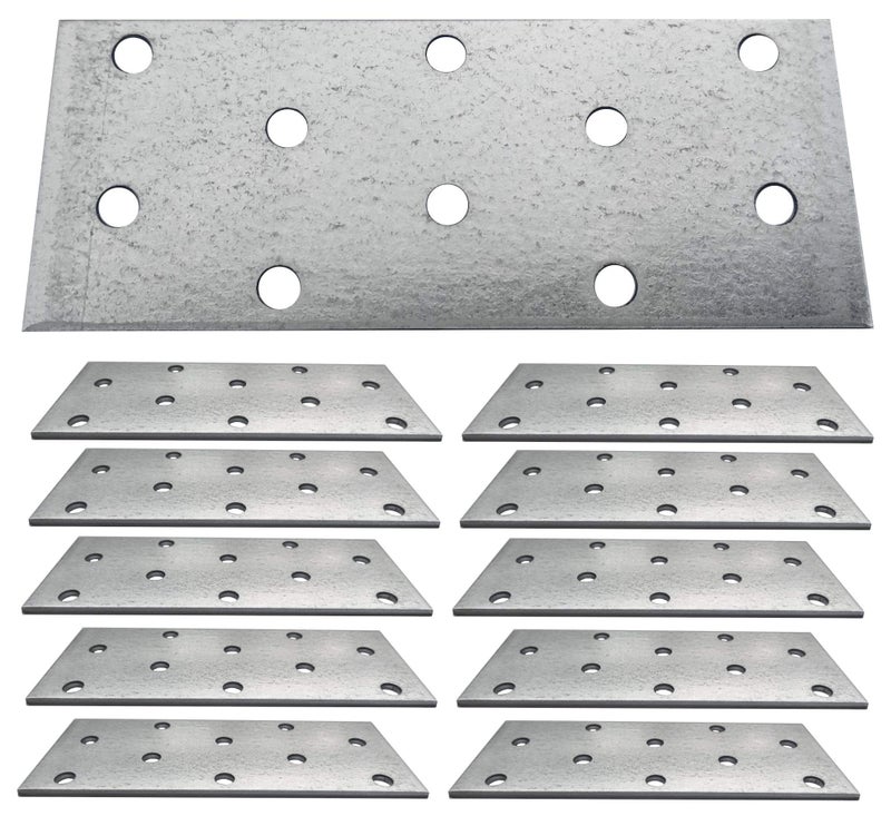 LLB 10 pcs. Flat Connecting Joining Plate Galvanised 3.94"x 1.57"x 0.08" (100 x 40 x 2mm) - Image 1