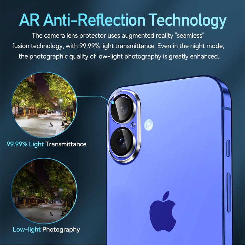 ivoler 4-Pack Camera Lens Protector for iPhone 16 6.1â€/ iPhone 16 Plus 6.7â€ Screen Protector Tempered Glass [Case Friendly 17 ][New Rersion 17],Scratch-Resistant,Clear+Black Circle - Image 4