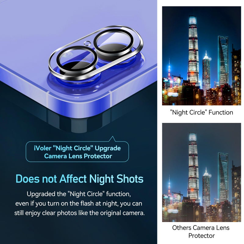 ivoler 4-Pack Camera Lens Protector for iPhone 16 6.1â€/ iPhone 16 Plus 6.7â€ Screen Protector Tempered Glass [Case Friendly 17 ][New Rersion 17],Scratch-Resistant,Clear+Black Circle - Image 5