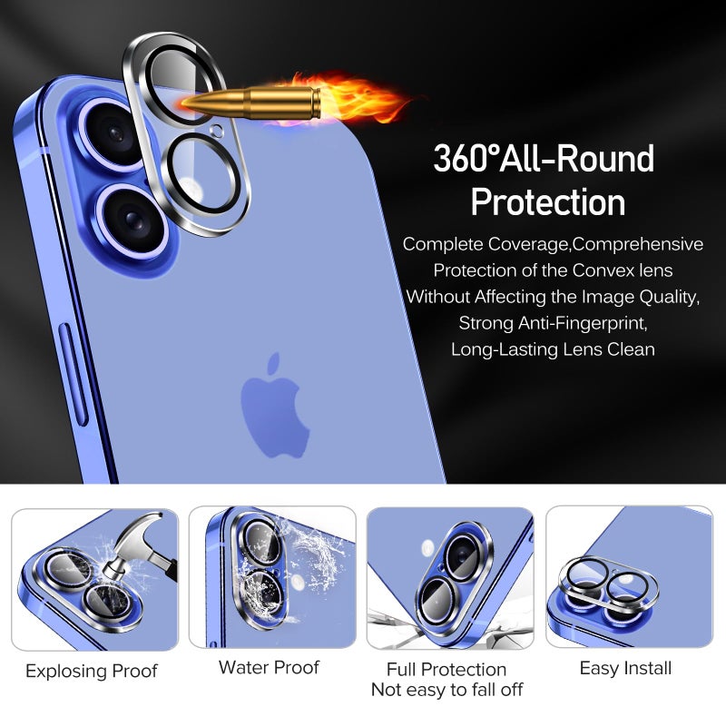 ivoler 4-Pack Camera Lens Protector for iPhone 16 6.1â€/ iPhone 16 Plus 6.7â€ Screen Protector Tempered Glass [Case Friendly 17 ][New Rersion 17],Scratch-Resistant,Clear+Black Circle - Image 3