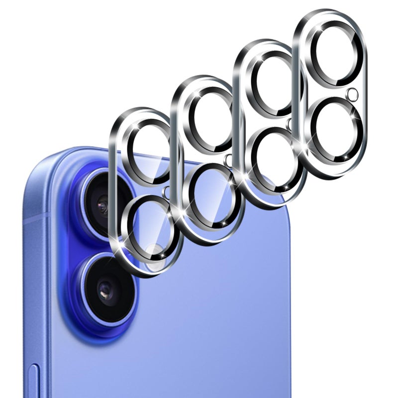 ivoler 4-Pack Camera Lens Protector for iPhone 16 6.1â€/ iPhone 16 Plus 6.7â€ Screen Protector Tempered Glass [Case Friendly 17 ][New Rersion 17],Scratch-Resistant,Clear+Black Circle - Image 1
