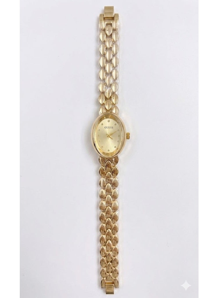 Guess Women's Elegant Gold-Tone Bracelet Watch with Champagne Sunray Dial - Image 1