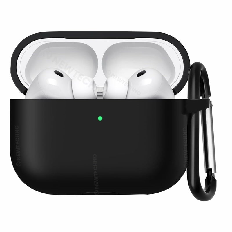 NEWTECHNO Case Cover for Airpods Pro 3rd Generation (2025), with Adhesive Top, Soft Silicone Cover, Shock-Absorbing Protective Case with Keychain for Airpods Pro 3 Case [Front LED Visible] (Black) - Image 5
