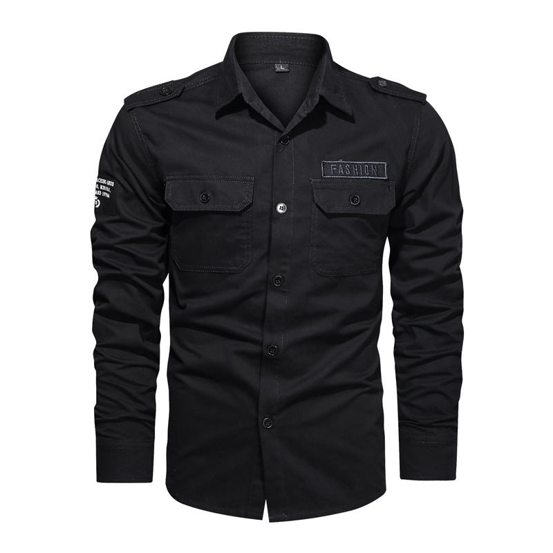 2023 Men's Casual Military Shirt Cotton Long-sleeved Shirt Middle-aged and Young Men's Shirt - Image 1