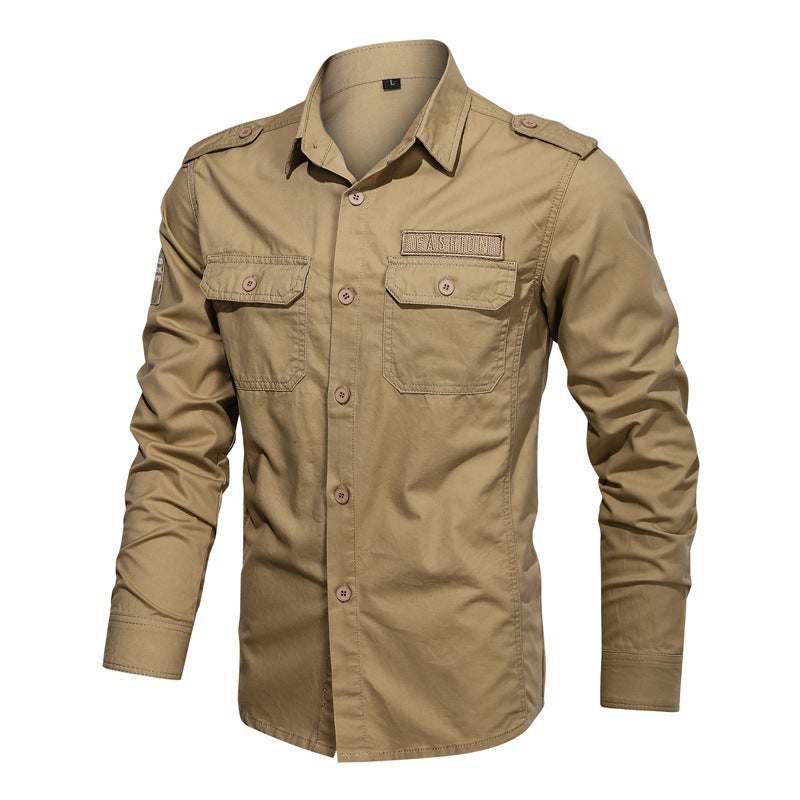 2023 Men's Casual Military Shirt Cotton Long-sleeved Shirt Middle-aged and Young Men's Shirt - Image 5