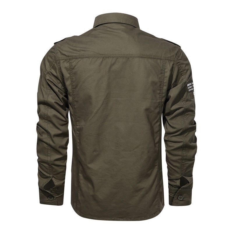 2023 Men's Casual Military Shirt Cotton Long-sleeved Shirt Middle-aged and Young Men's Shirt - Image 4