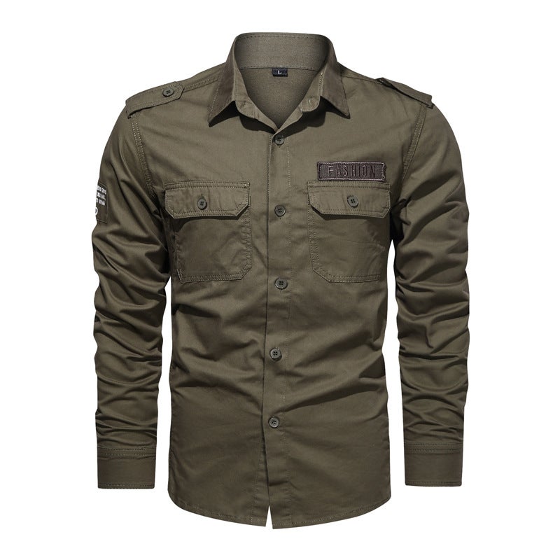 2023 Men's Casual Military Shirt Cotton Long-sleeved Shirt Middle-aged and Young Men's Shirt - Image 3