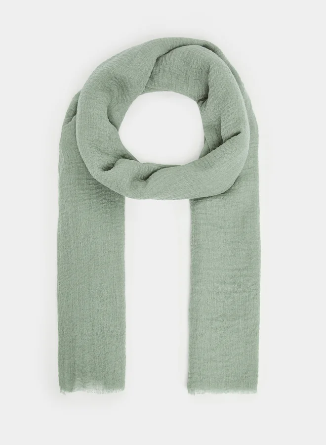 Amirah  Green Raw Edge Textured Hijab for Women | Best Price UAE
