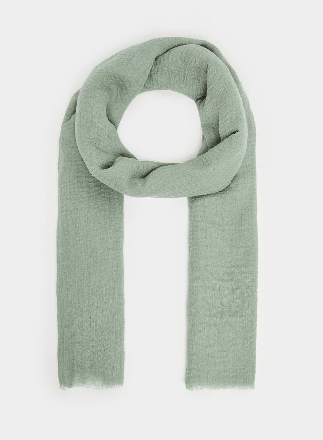 Amirah Green Raw Edge Textured Hijab - Image 3